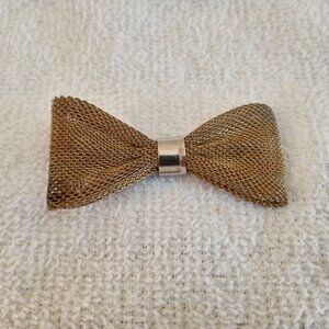 Vintage Scarf Clip Gold Toned Mesh Bow Tie